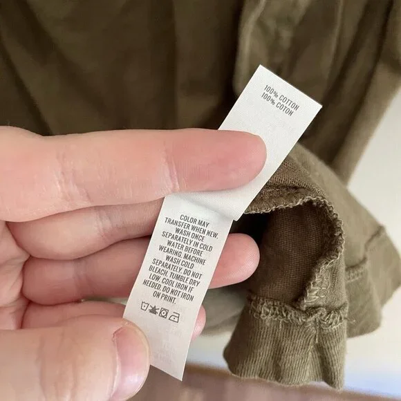 Aerie Women L Olive Green Cotton Casual Long Sleeve Side Tie T-Shirt Dress - Picture 11 of 12